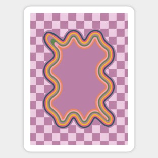 Purple Checkerboard Wavy Lines Sticker